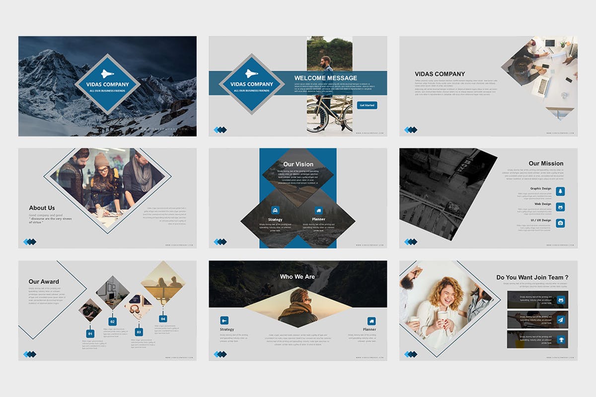 正方形图形企业宣传PPT设计模板 Vidas : Powerpoint Presentation插图