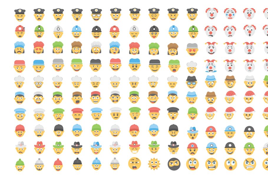 1000个卡通笑脸平面图标 1000 Flat Smiley Icons插图(4)