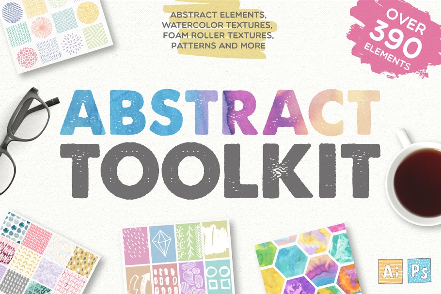 抽象风格设计物料包[390种元素] Abstract Toolkit [390 elements] Pro插图