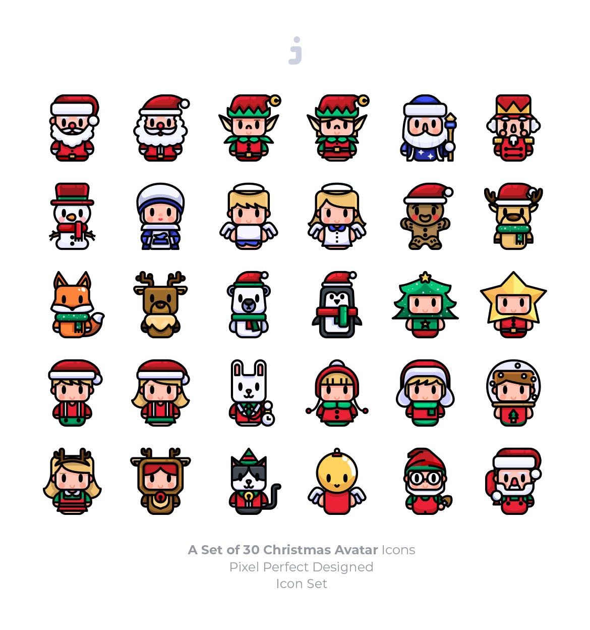 30枚圣诞主题人物头像图标素材 30 Christmas Avatar Icons插图(1)
