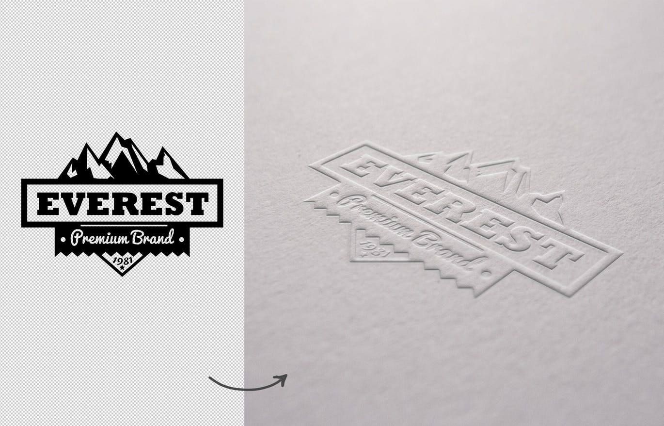 Logo品牌商标凸印效果图样机模板 Embossed Paper Mockup插图(1)
