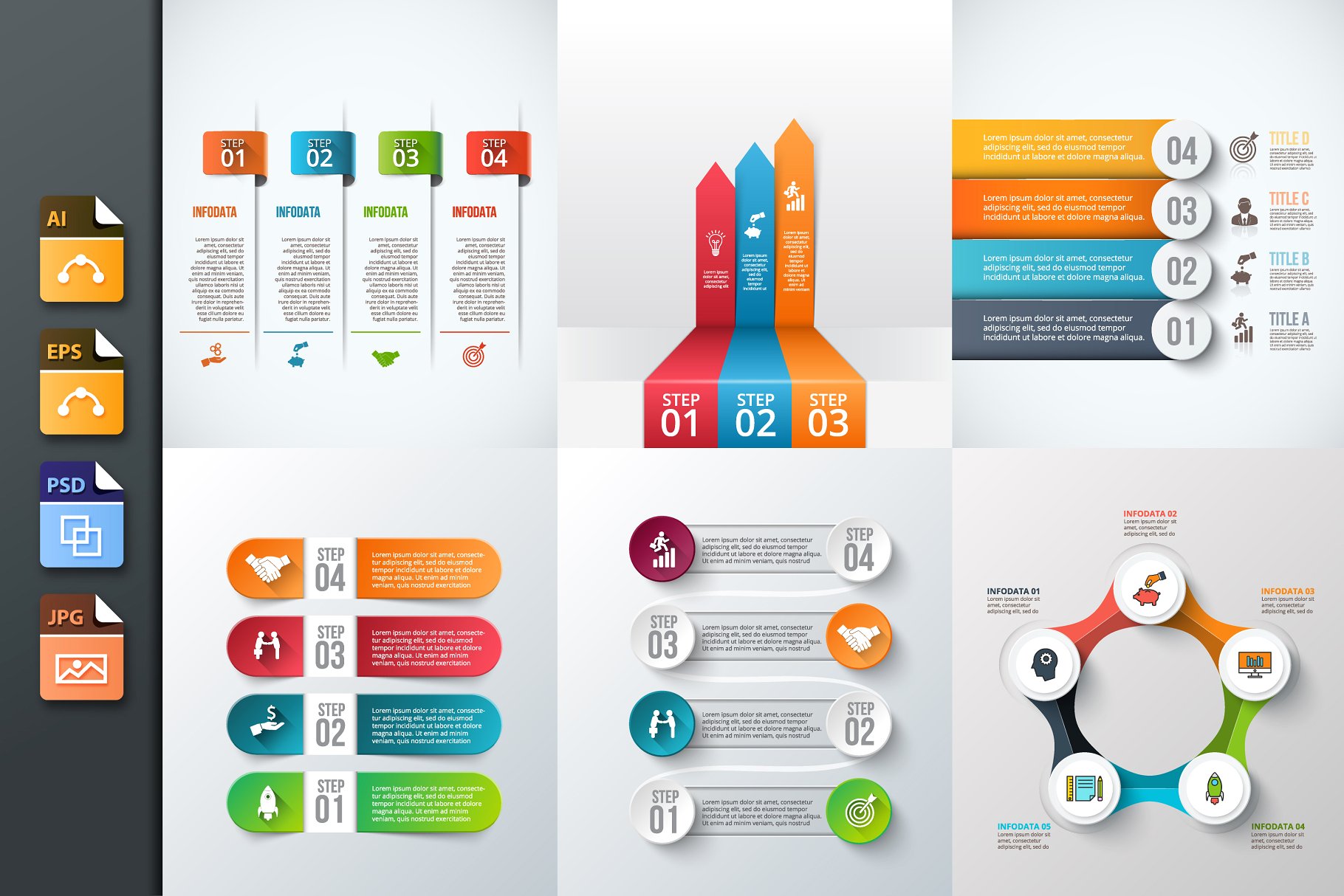 企业信息图表幻灯片设计素材 Diagrams for business infographic v7插图
