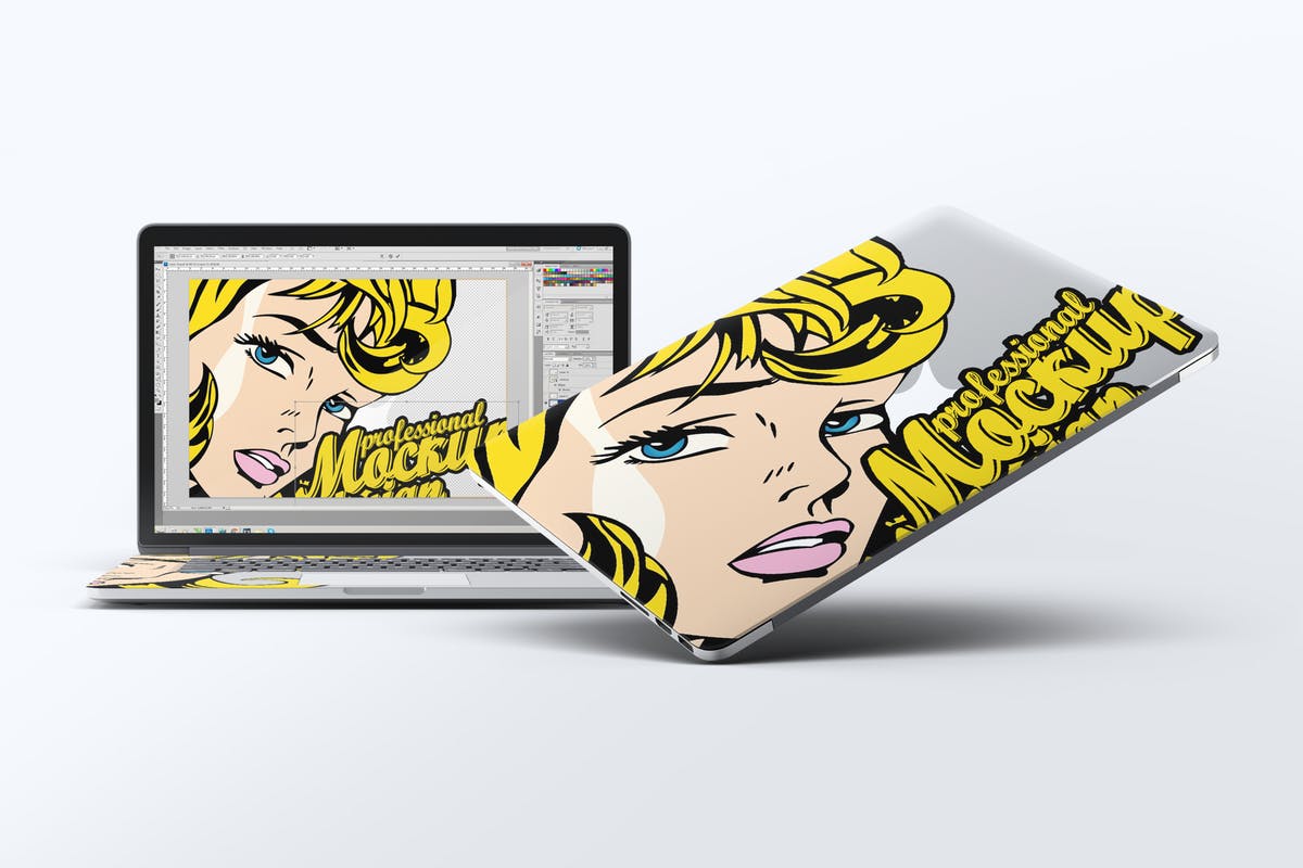 笔记本外观贴纸艺术样机模板 Laptop Body Mock-Up插图