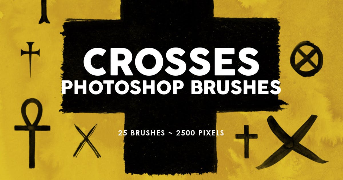 25个十字交叉画笔图案PS印章笔刷 25 Crosses Photoshop Stamp Brushes插图