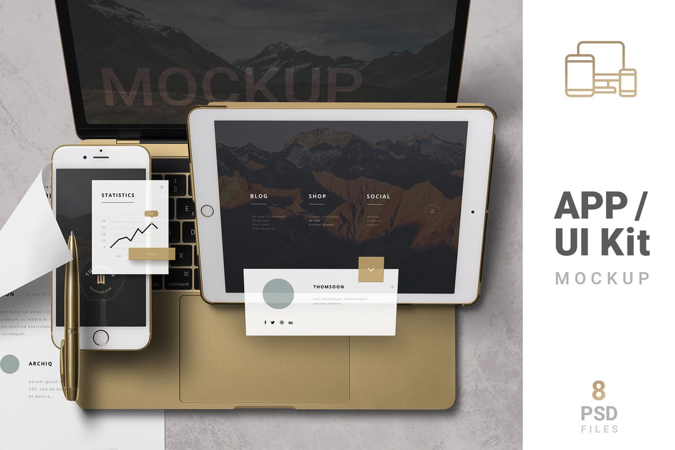 个性化APP&网站设计效果预览样机 App / UI Kit Mockups插图