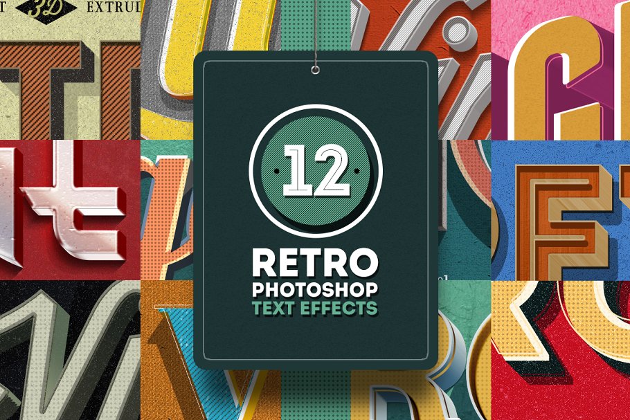 12款复古文本图层样式v1 Retro Text Effects Vol.01插图