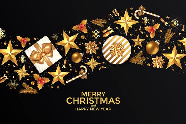 圣诞节&新年年会海报贺卡设计矢量背景 Merry Christmas and Happy New Year backgrounds插图(3)