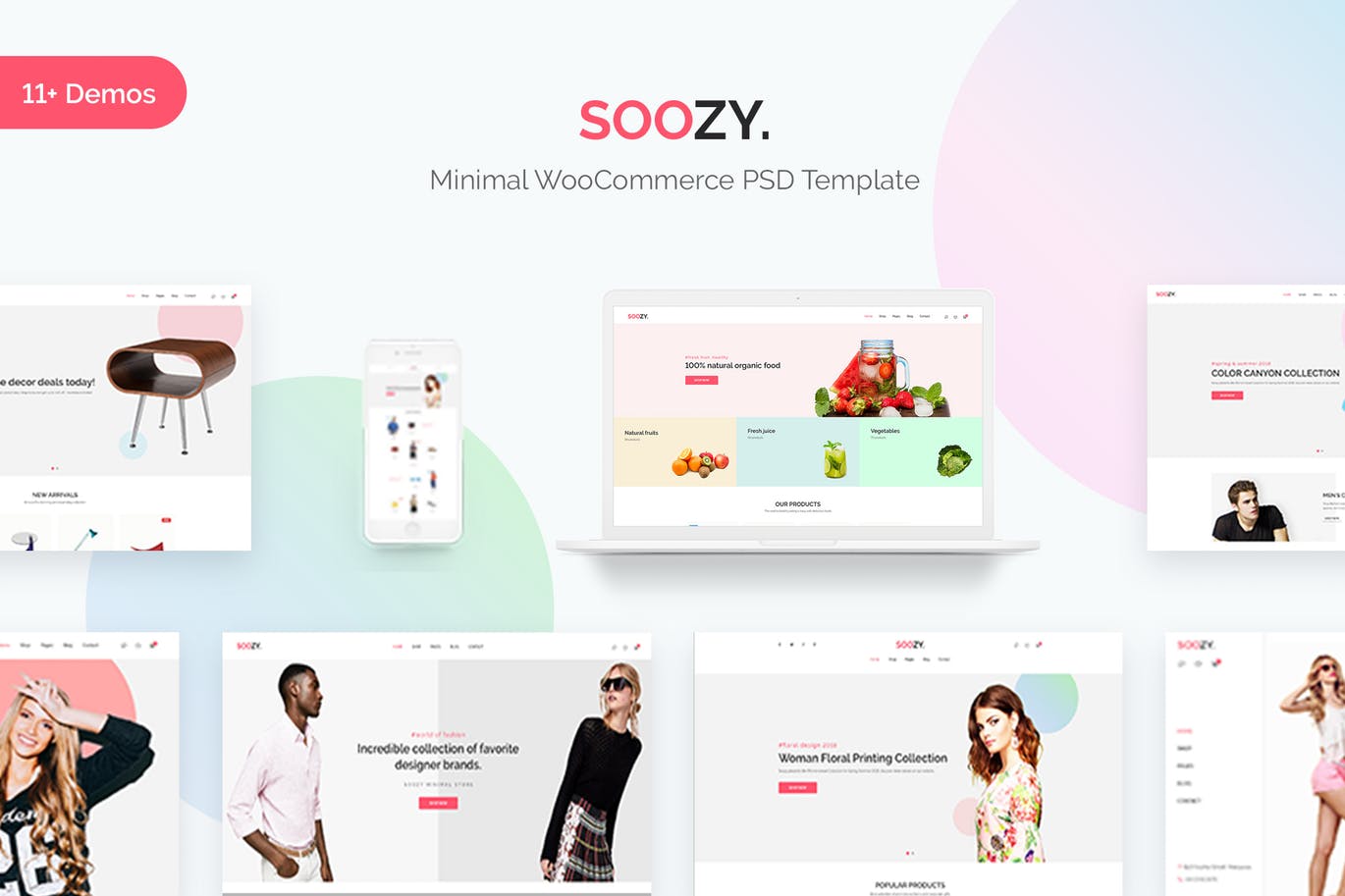 现代简约设计理念电商平台设计PSD模板 Soozy | Minimalist WooCommerce Psd Template插图