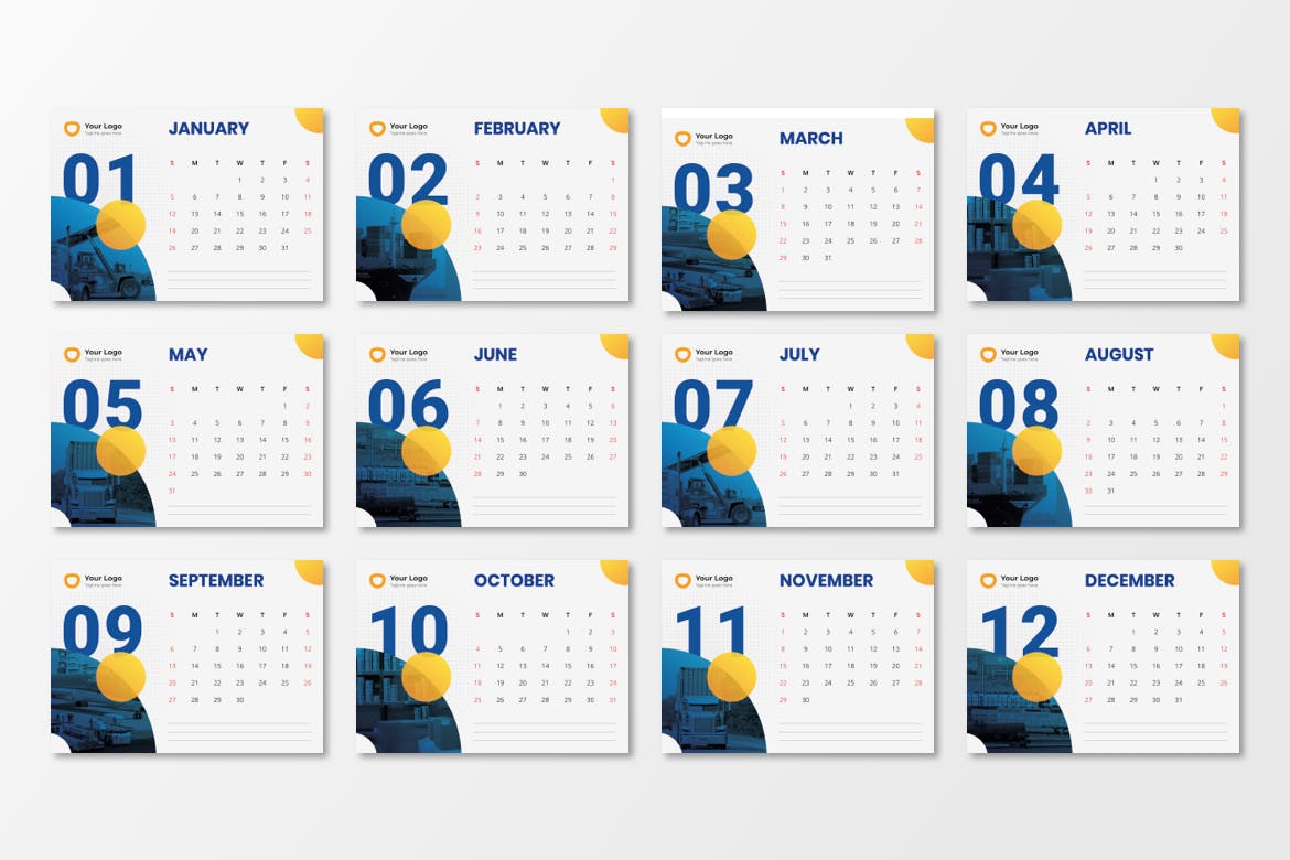 物流企业定制2020年活页日历表设计模板 Calendar 2020插图(4)