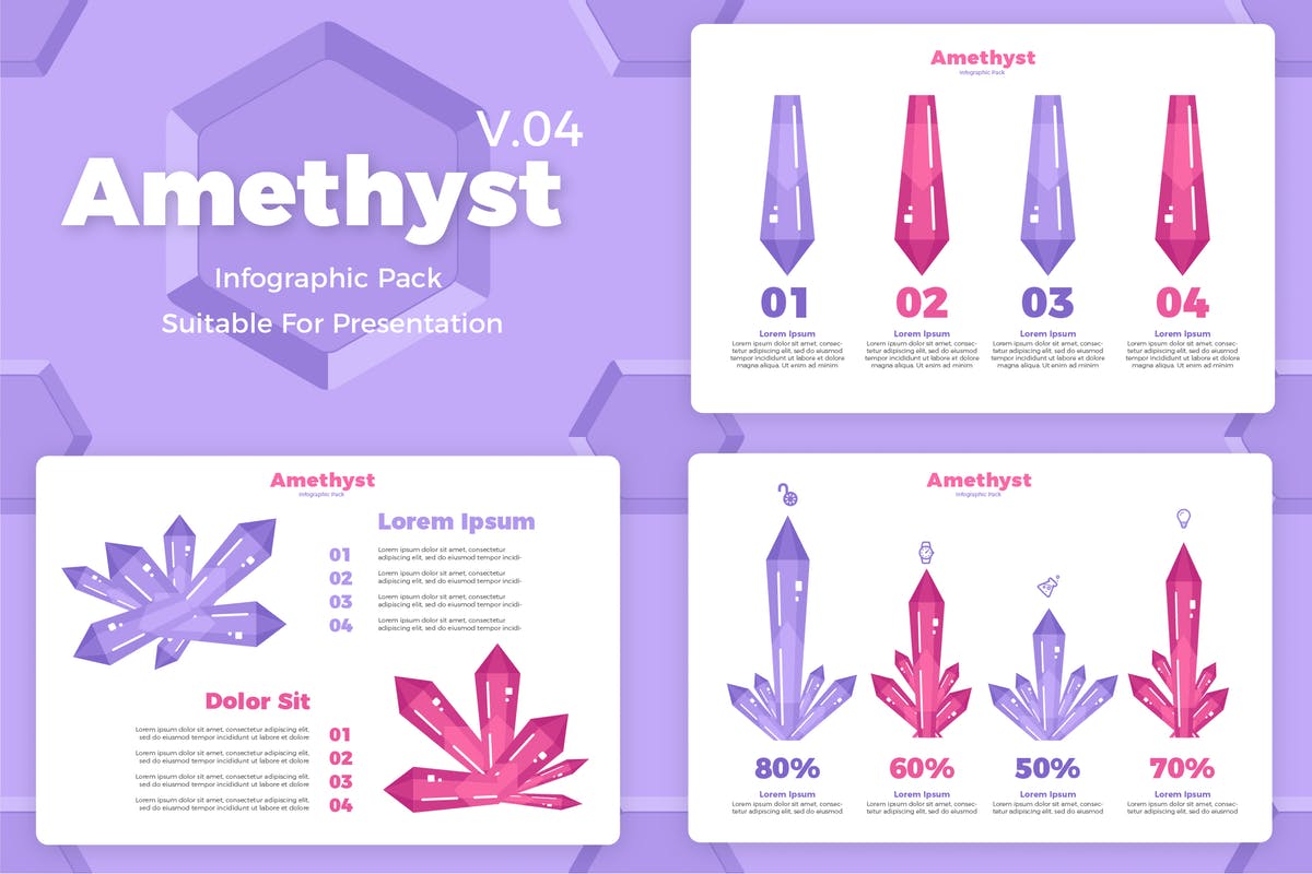 3D立体水晶图形信息图表矢量模板v4 Amethyst V4 – Infographic插图