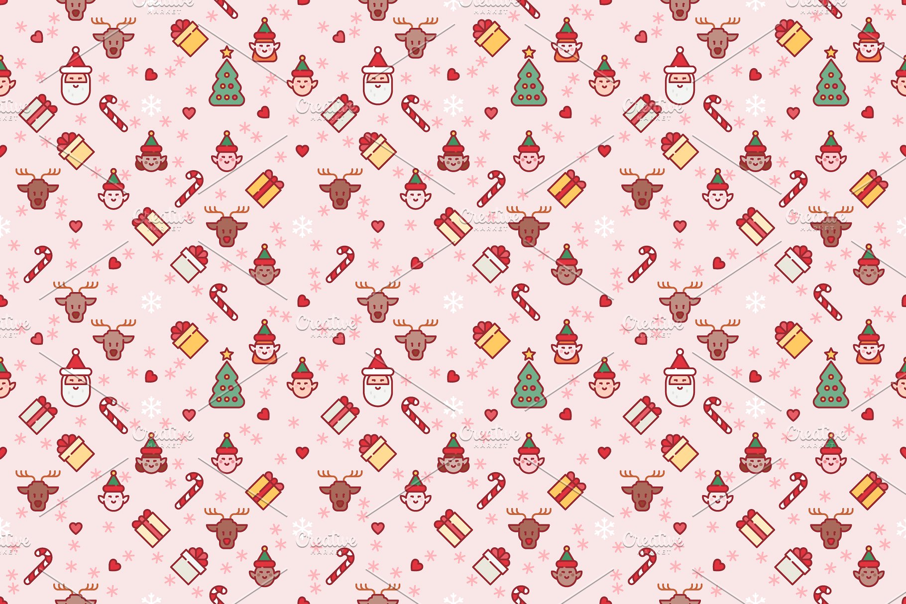 16个圣诞主题矢量无缝图案 16 Christmas seamless patterns插图(3)