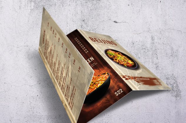 中式餐馆三折页中餐食品菜单设计模板 Chinese Trifold A4 & US Letter Food Menu插图(1)