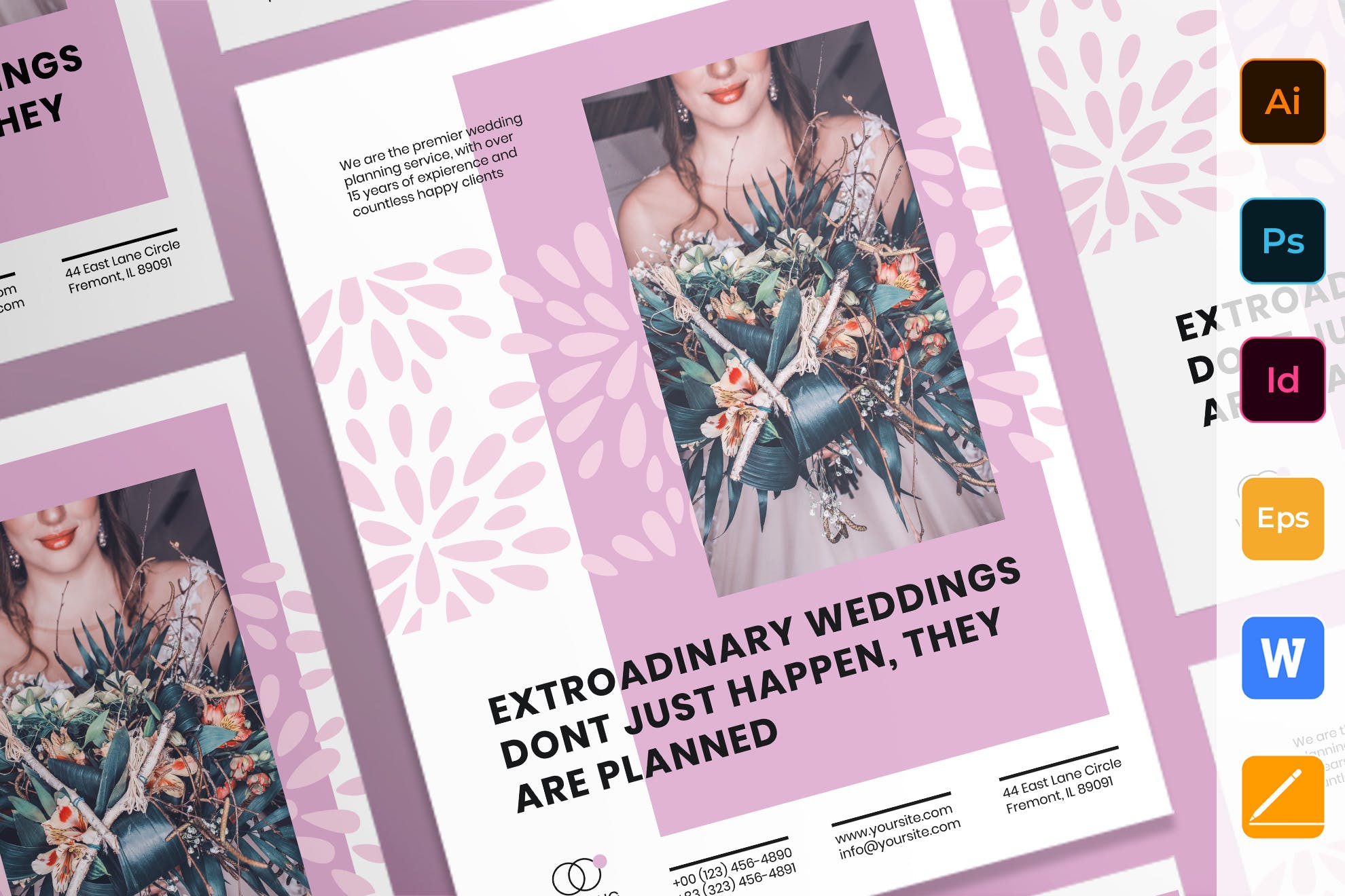 婚礼策划婚宴邀请迎宾海报设计模板 Wedding Planner Poster插图