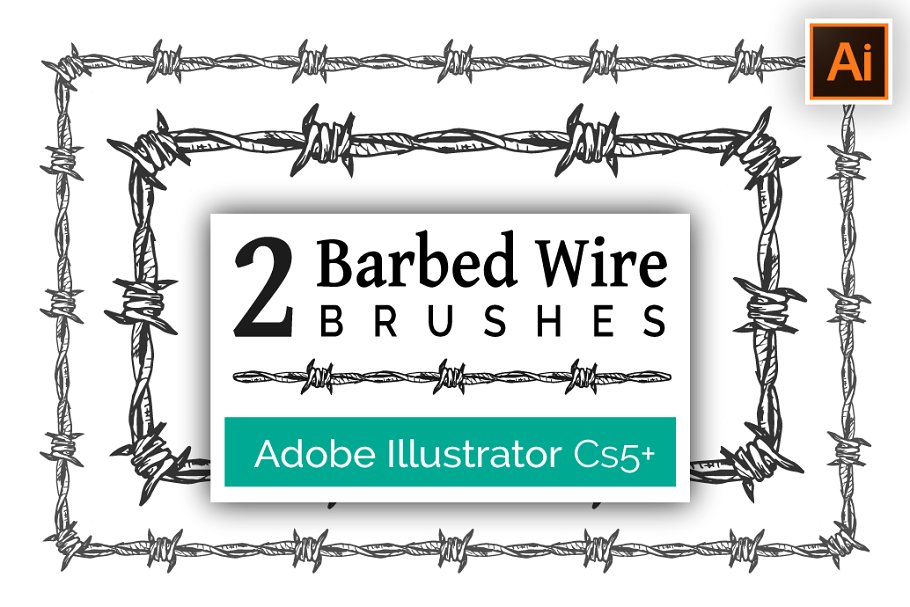 铁丝网图形AI笔刷 Barbed Wire Brushes for Illustrator插图