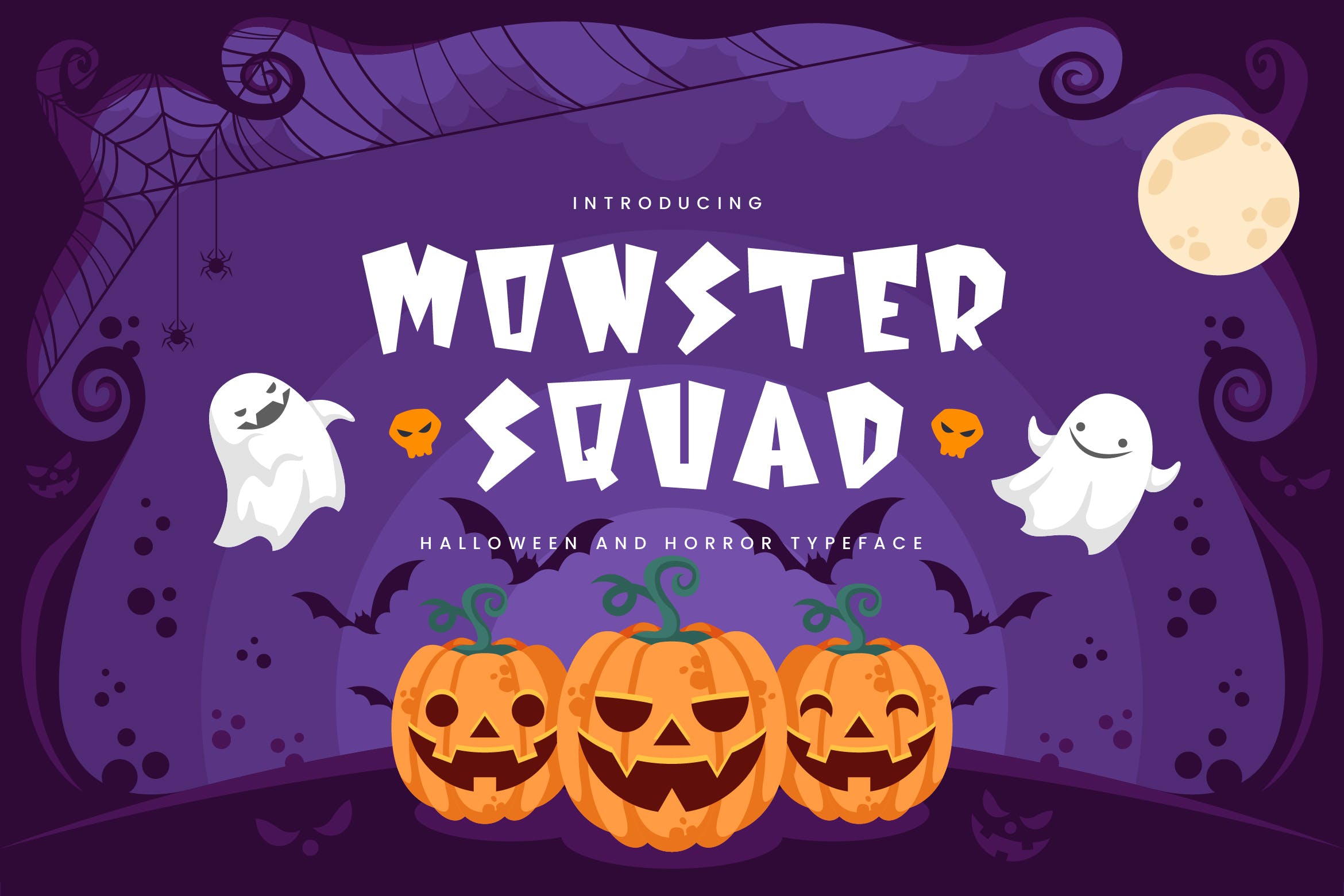 儿童节/万圣节节日主题设计适用的装饰设计无衬线字体 Monster Squad – Fun Halloween Typeface插图