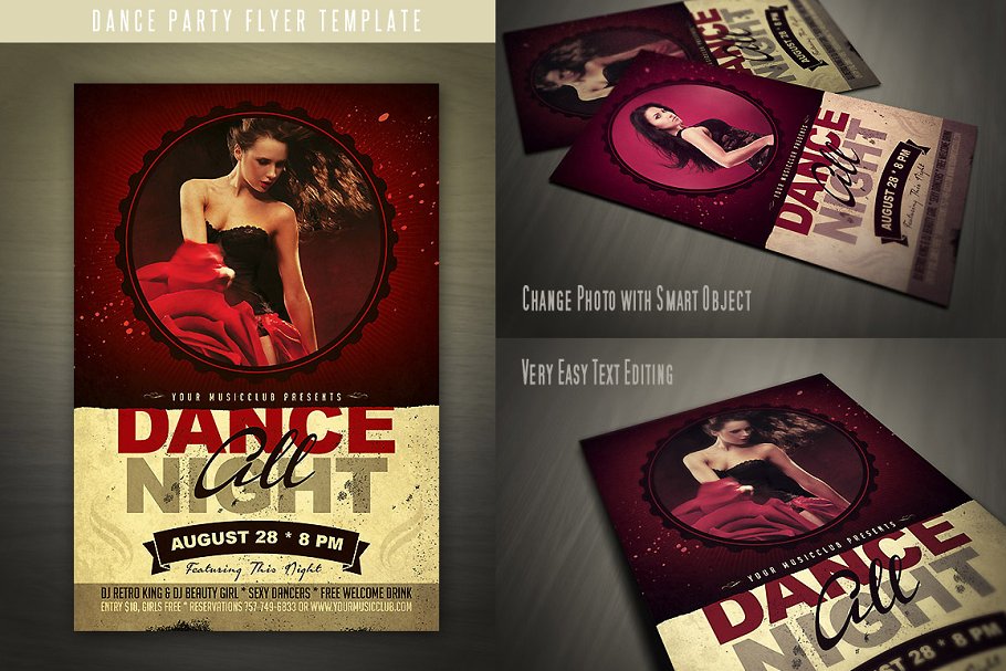 舞蹈培训机构宣传海报模板 Dance Party Flyer插图