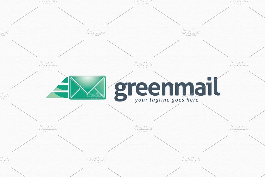 绿色电子邮件服务Logo模板 Green Mail Logo Template插图(2)