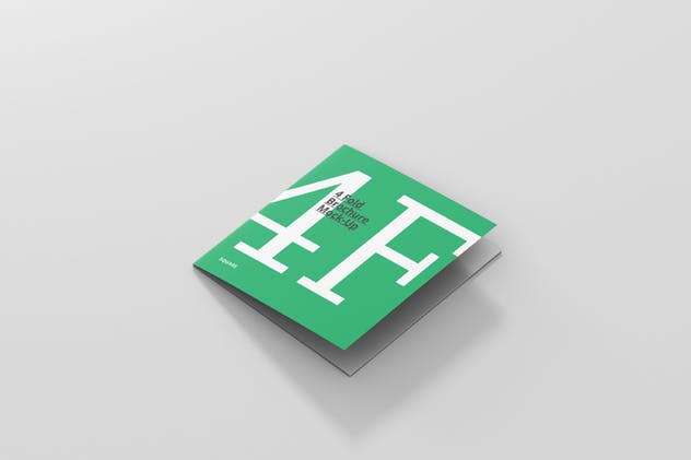 方形四折页宣传册传单样机模板 4-Fold Brochure Mockup – Square插图(5)