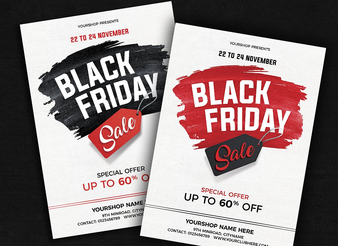 黑色星期五购物促销活动传单模板 Black Friday Flyer插图(1)