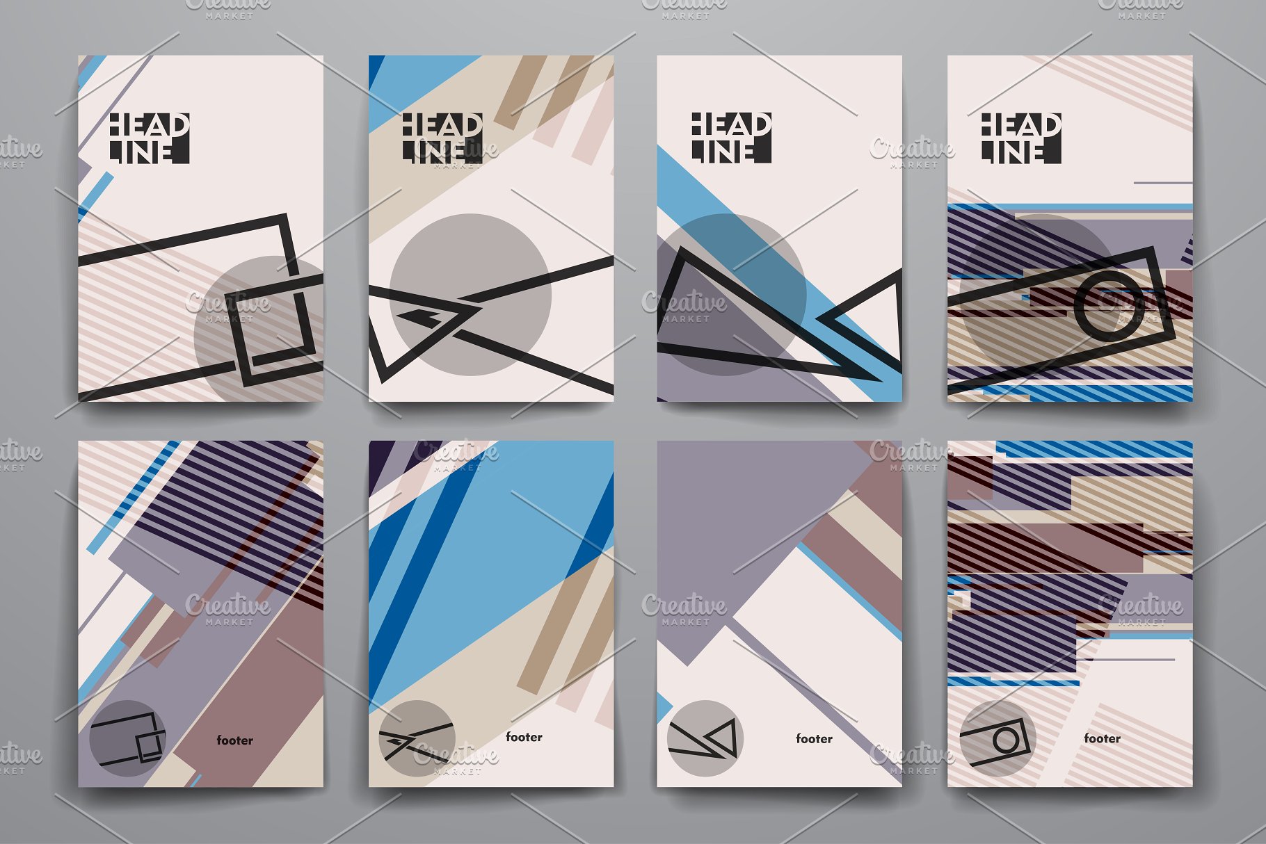 抽象图形背景小册子模板 Set of Abstract Brochures插图(1)