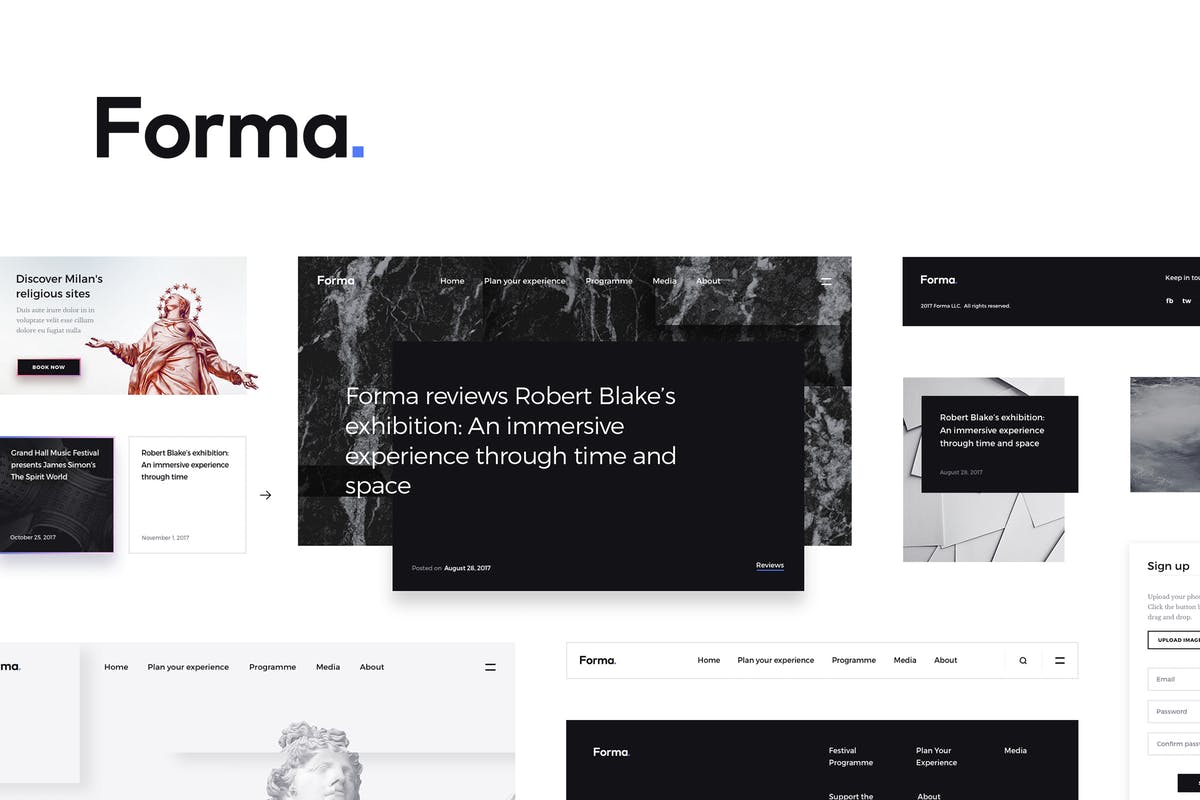 黑白风格创意网站UI模板 Forma UI Kit插图