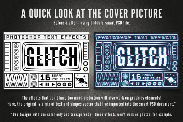 毛刺字体特效设计PSD模板 Photoshop Glitch Text Effects插图(3)