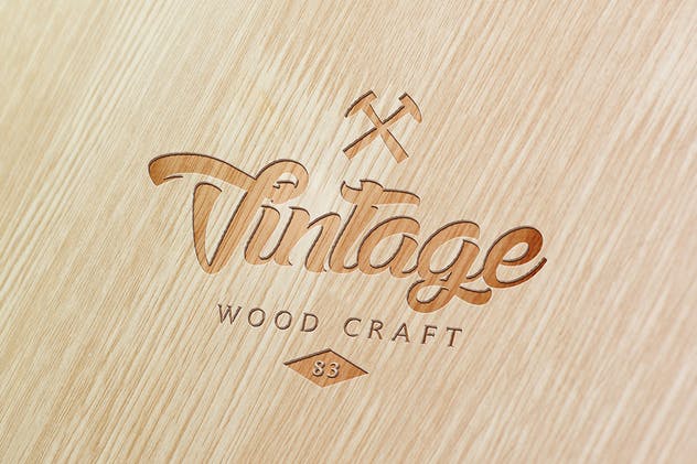 精致木纹浮雕logo样机模板 Wood Logo Mockups插图(6)