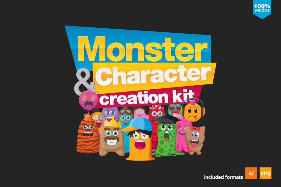 卡通怪物形象设计工具包 Monster and Character Creation Kit插图