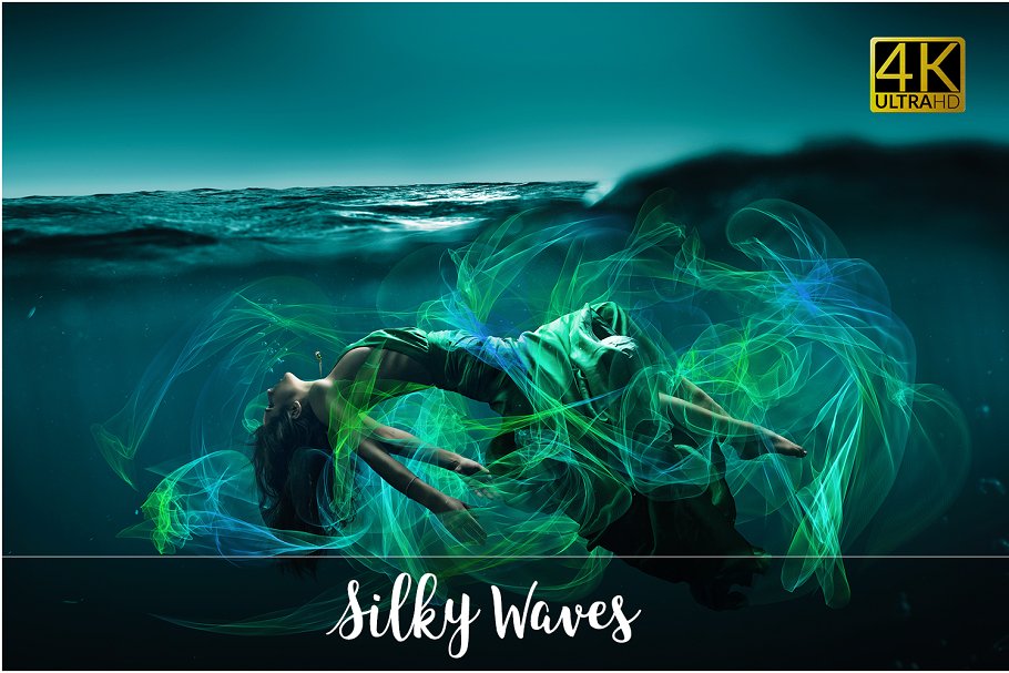 4K分辨率多彩丝状波纹叠层背景 4K Silky Waves Overlays插图