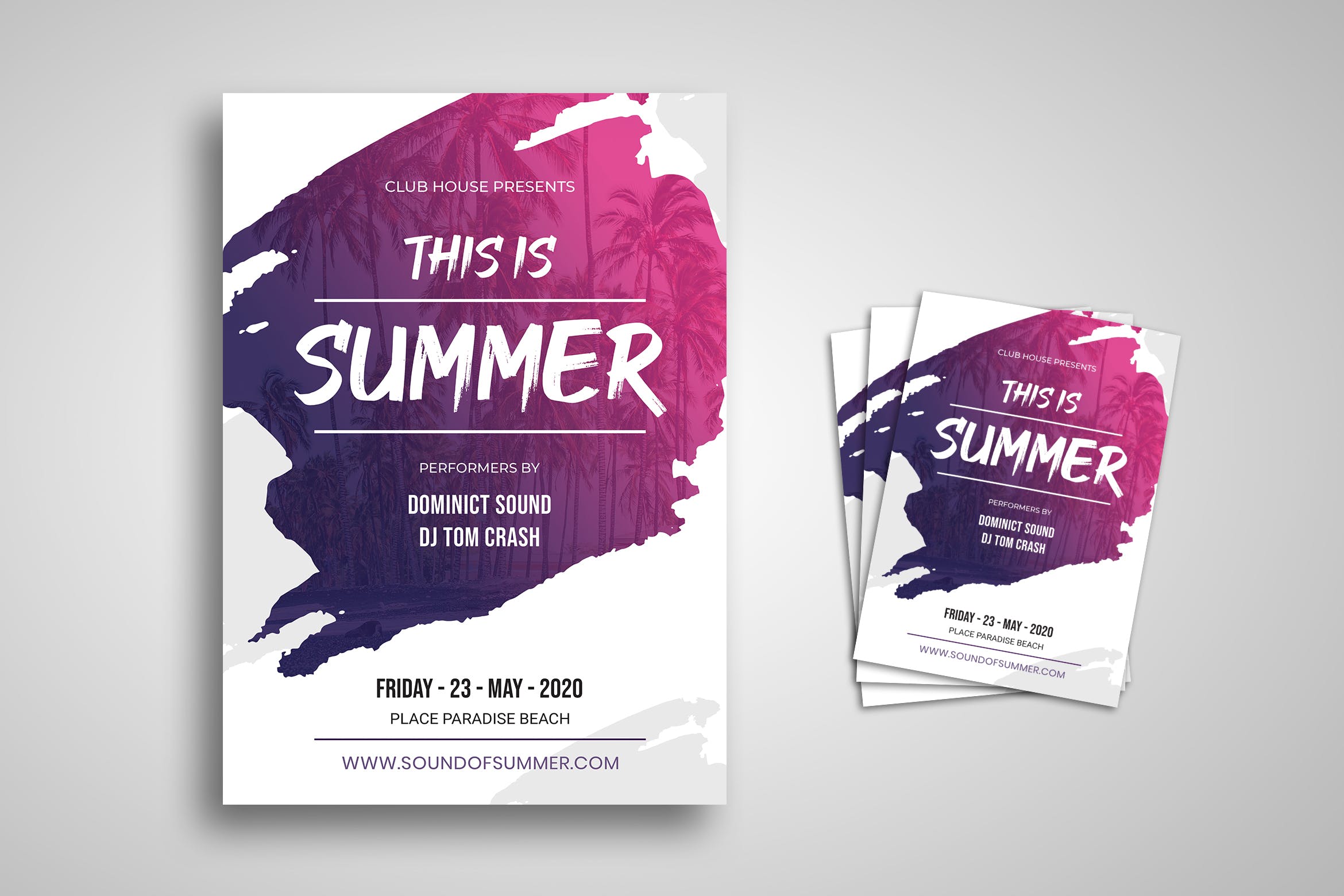 夏天沙滩音乐节活动海报设计模板 Summer Party Festival Flyer插图