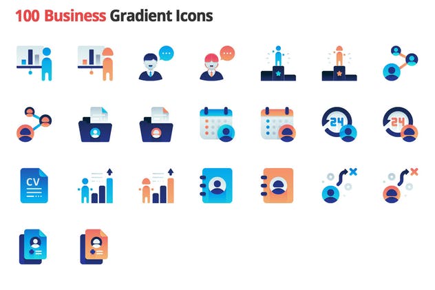 100枚商业职场主题渐变矢量图标 Business Employment Vector Gradient Icons插图(3)