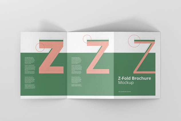 Z字母三折页宣传册样机 Z-Fold Brochure Mockup – Din A4 A5 A6插图(12)