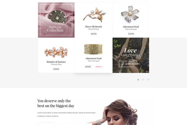 珠宝电商网站设计PSD模板 Jewelry Shop – eCommerce Photoshop Template插图(2)
