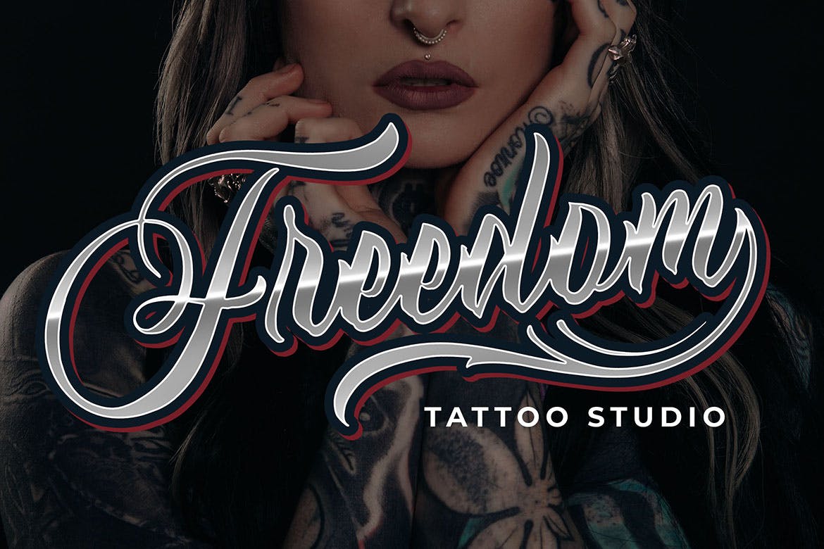 纹身徽章英文手写字体 Rumble Tattoos – Tattoos Typeface插图(1)