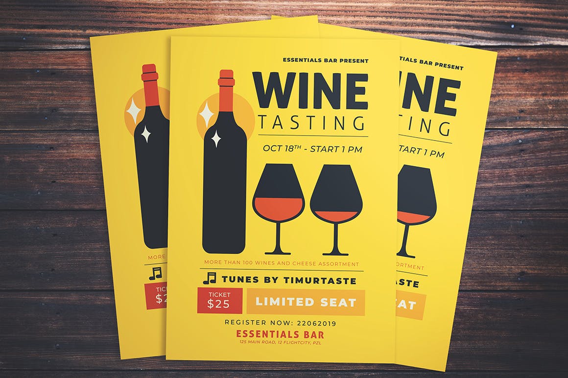 品酒活动海报传单设计模板 Wine Tasting Event Flyer插图(2)