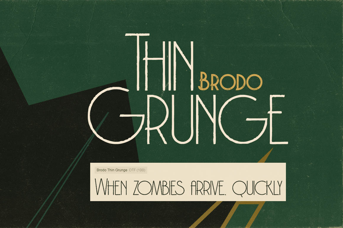 独特的复古或artdeco风格定制无衬线字体 Brodo Thin Grunge Font插图(1)