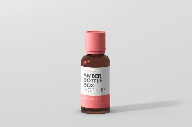 琥珀色药物瓶子&盒子设计样机 Amber Bottle Box Mockup插图(5)