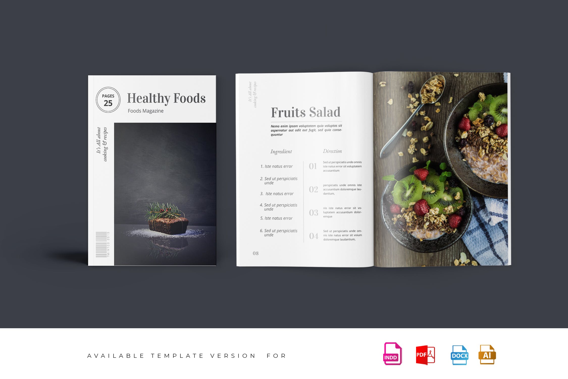 高端美食杂志排版设计模板 Food Magazine Template插图