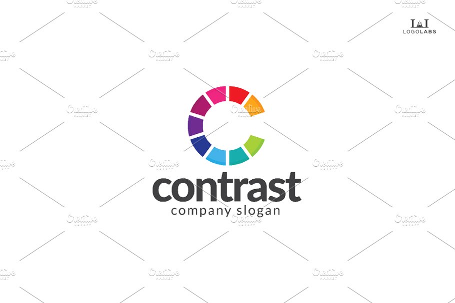 创意字母Logo模板系列之字母C Contrast – Letter C Logo插图