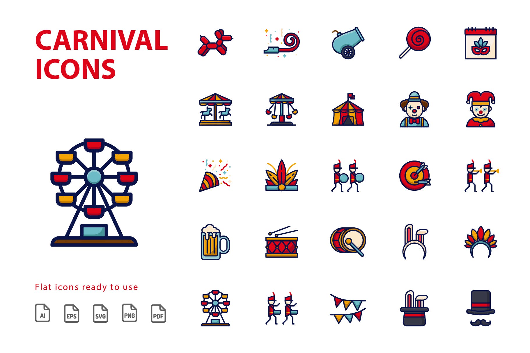25枚狂欢节主题填充图标素材 Carnival Filled插图(2)