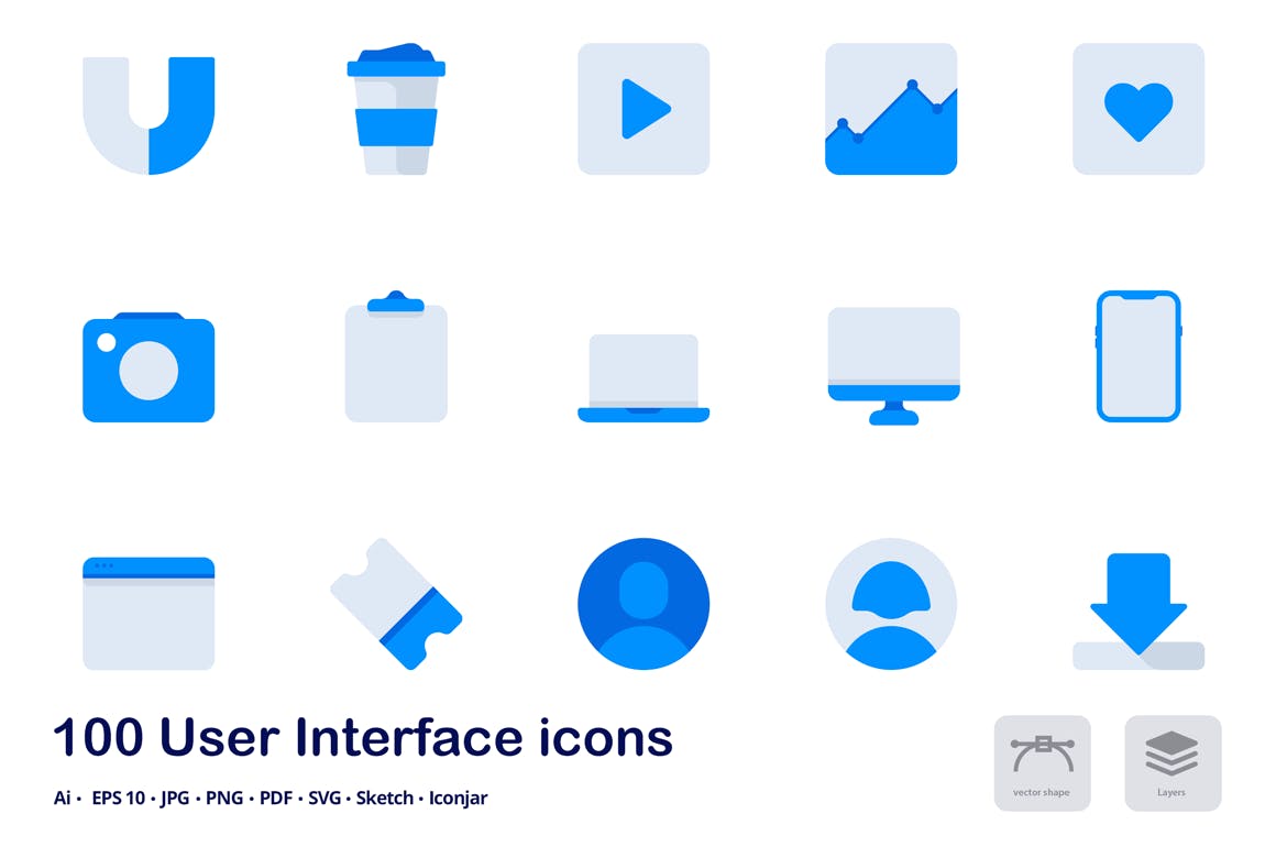 100枚用户界面设计双色调扁平化图标素材 User Interface Accent Duo Tone Flat Icons插图(3)