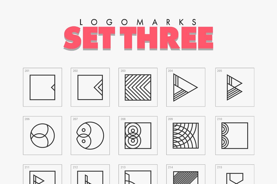 700个精简几何图案Logo模板  Minimal Geometric Logo Marks Bundle插图(5)