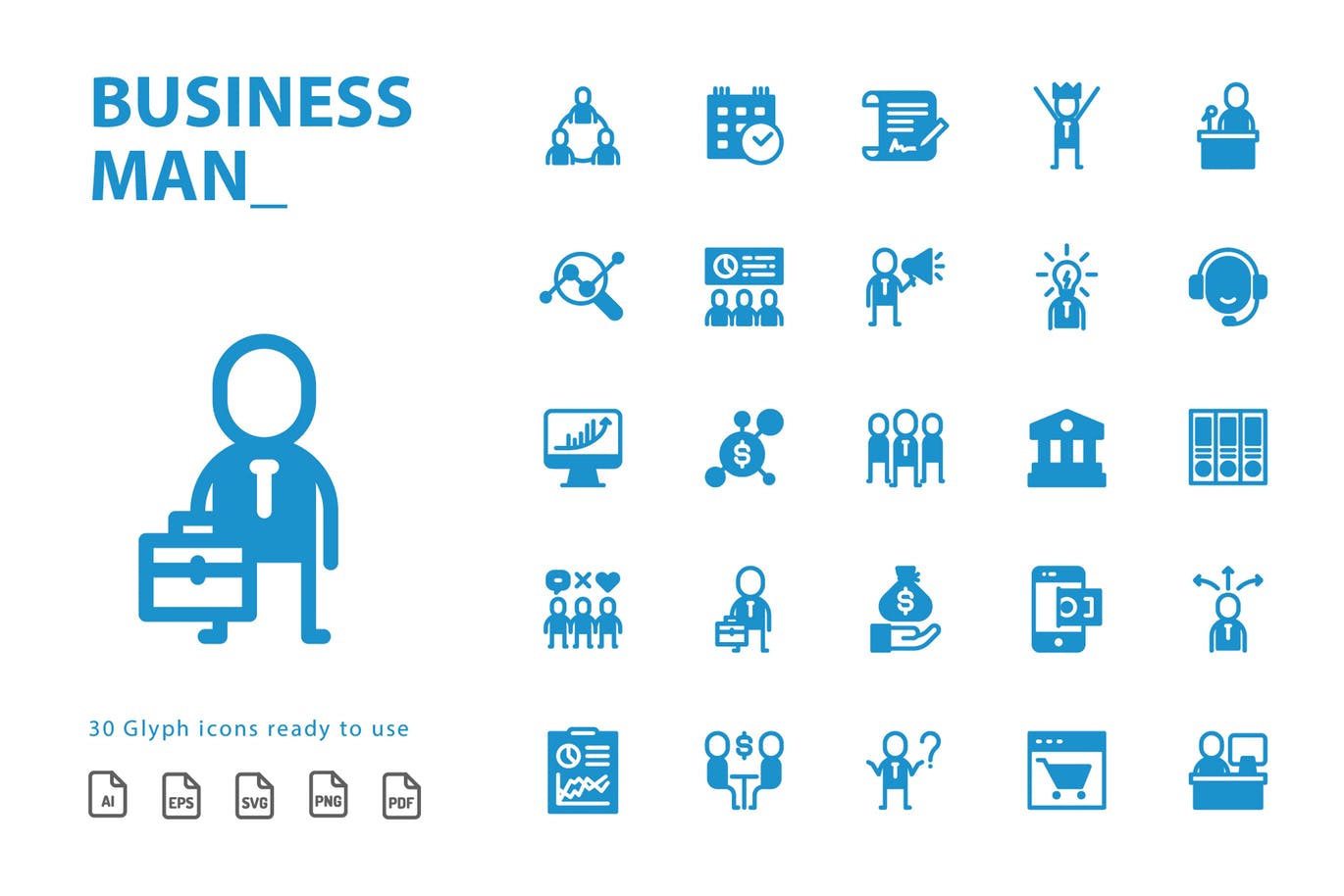 商业主题矢量Glyph图标设计素材 Businessman Glyph插图(1)