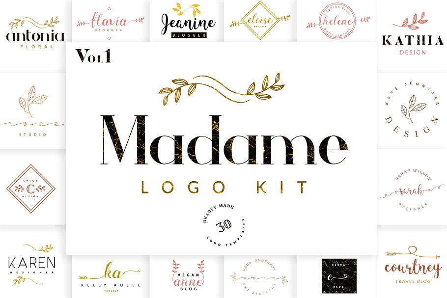 女性品牌Logo标志模板v1 Madame Logo Pack Vol. 1插图