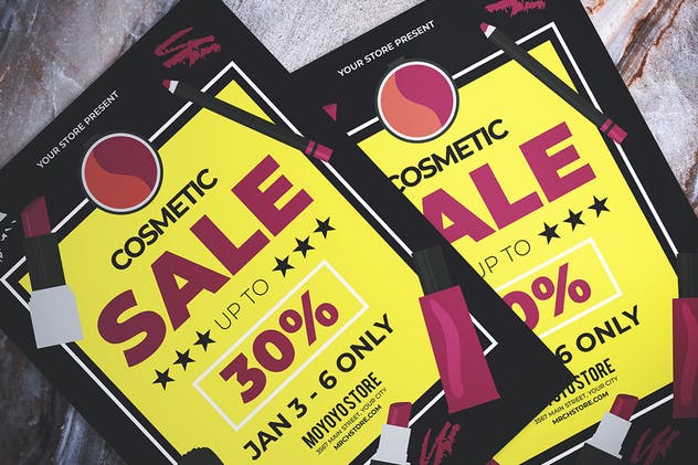 化妆品销售促销广告海报传单设计模板 Cosmetic Sale Flyer插图(1)