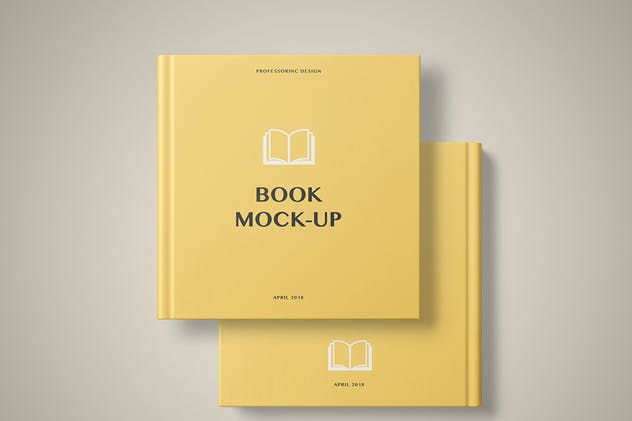 精装硬封面方形书展示样机模板 Hard Cover Square Book Mockup – Set 2插图(4)