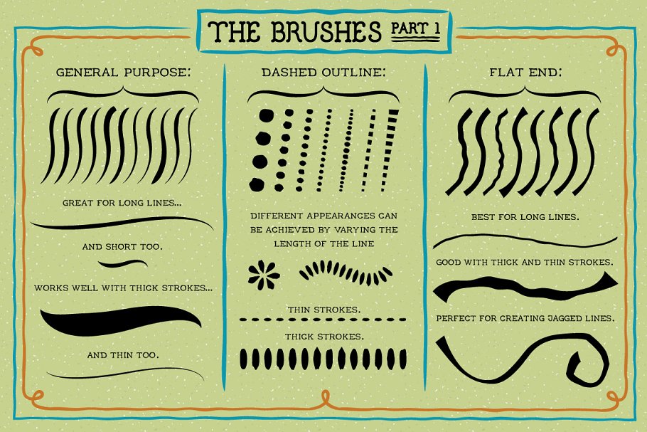 创意粗笔轮廓画笔笔刷 Outline Brushes插图(2)