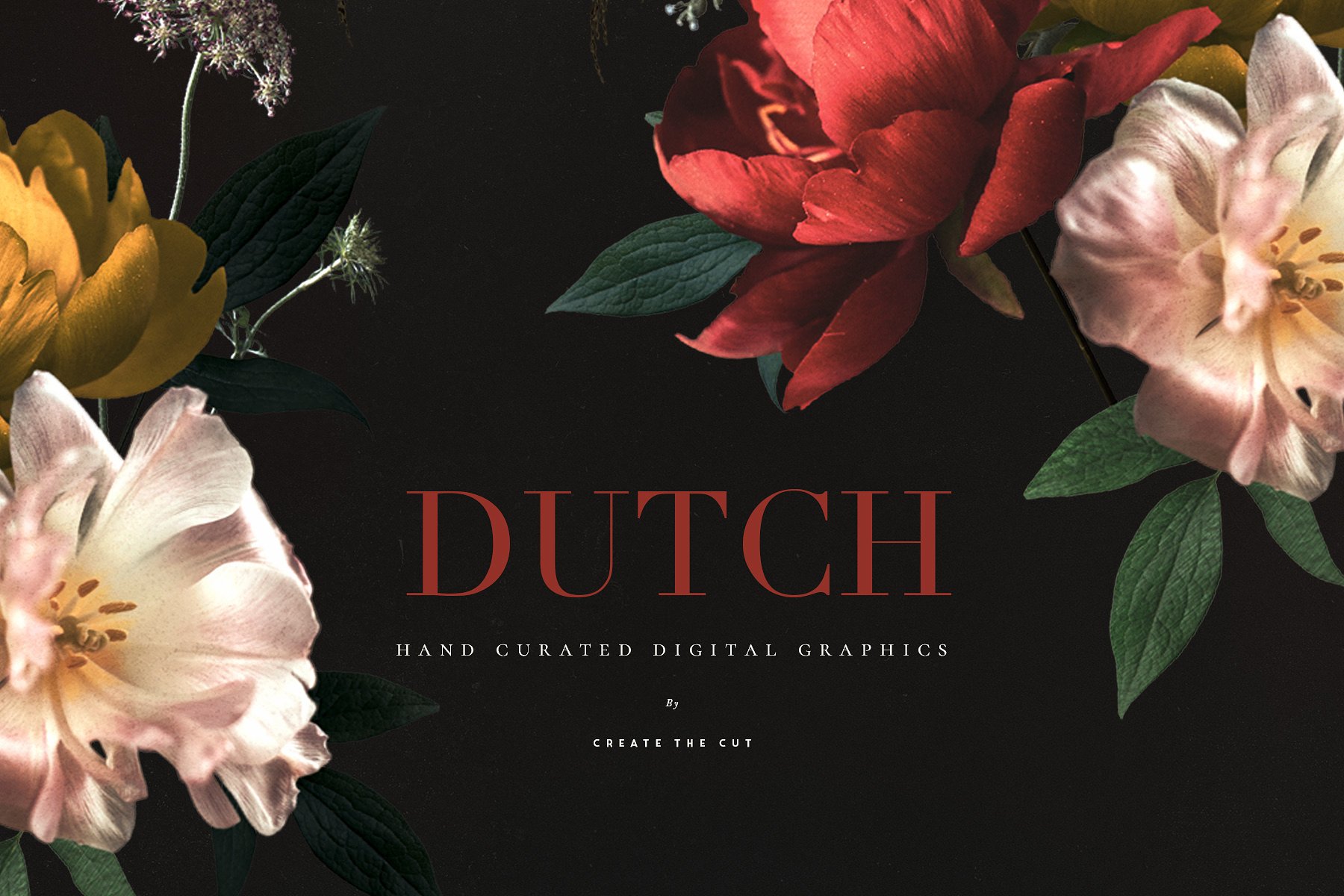 传统色彩荷兰花卉剪贴画 Vintage Floral Clip Art – Dutch插图(6)