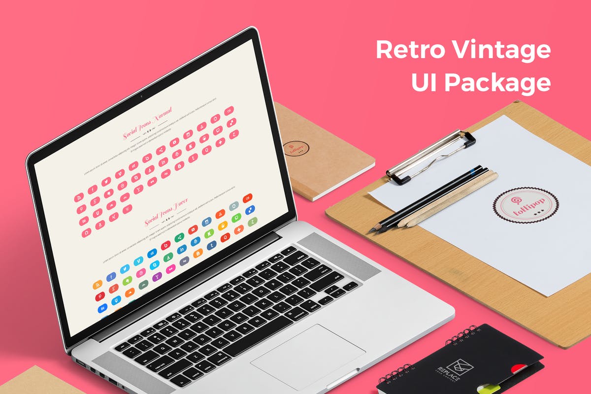 复古老式UI元素网页设计套装 Retro Vintage UI Package插图