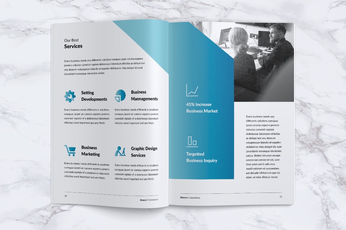 多元化大型公司简介企业画册设计模板 DIVERSE Professional Company Profile Brochures插图(5)